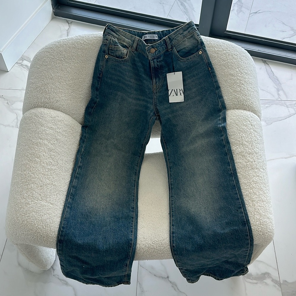 Zara jeans denim with glitters